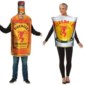 Fireball Whisky Bottle & Shot Glass Costume Liquor Halloween Adult One Size